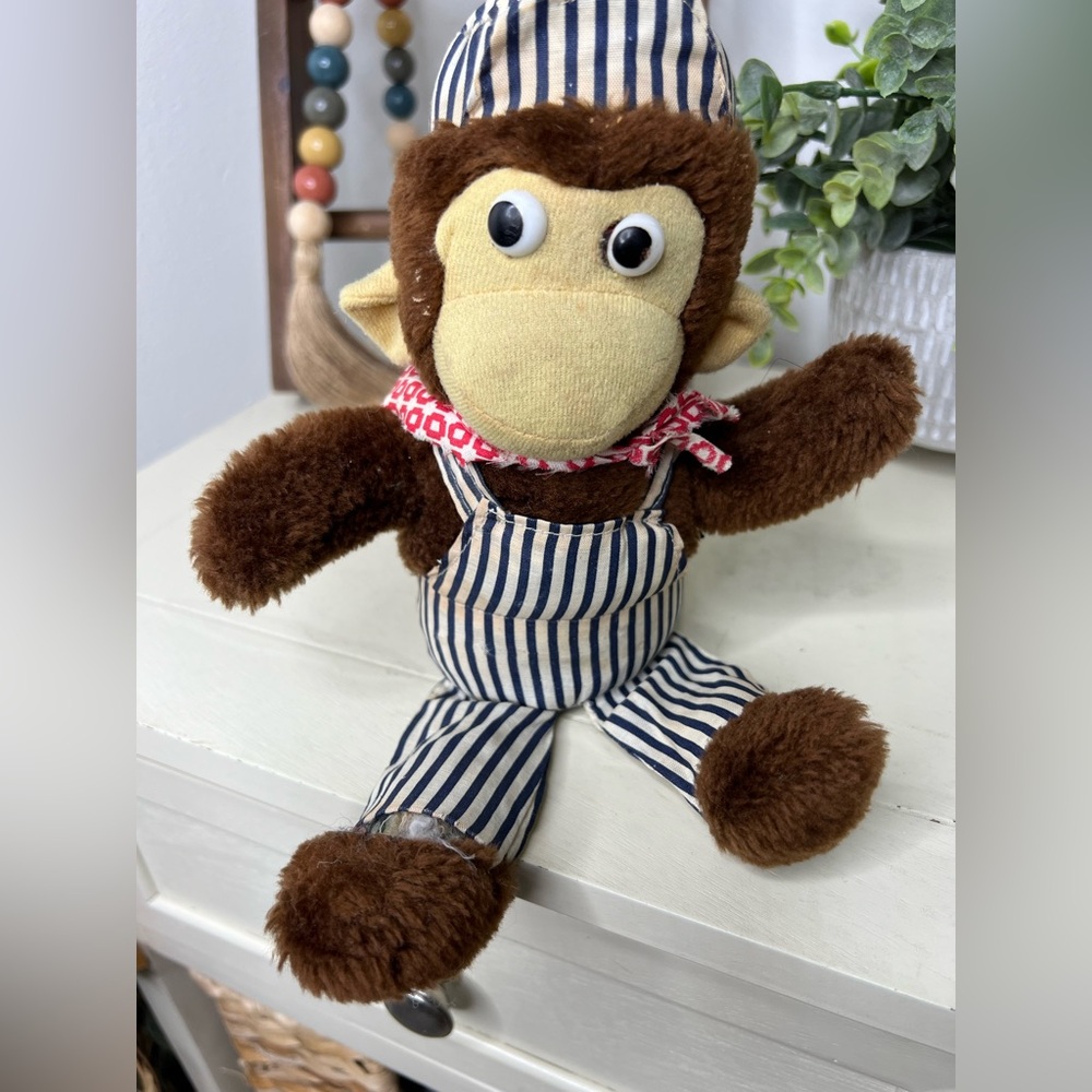 Vintage DanDee Train Conductor Monkey